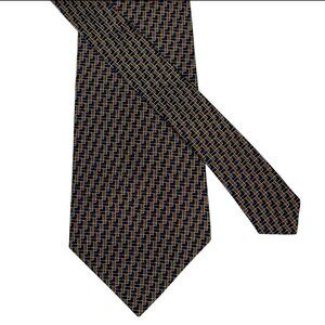 Polo University By Ralph Lauren Gold Blue Geometric Tie